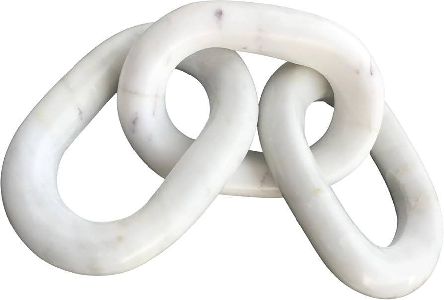 Decorative Marble Chain Link Figurine 3 Links Made in India Oval Shape 13.5" Book Shelf Decor Acc... | Amazon (US)