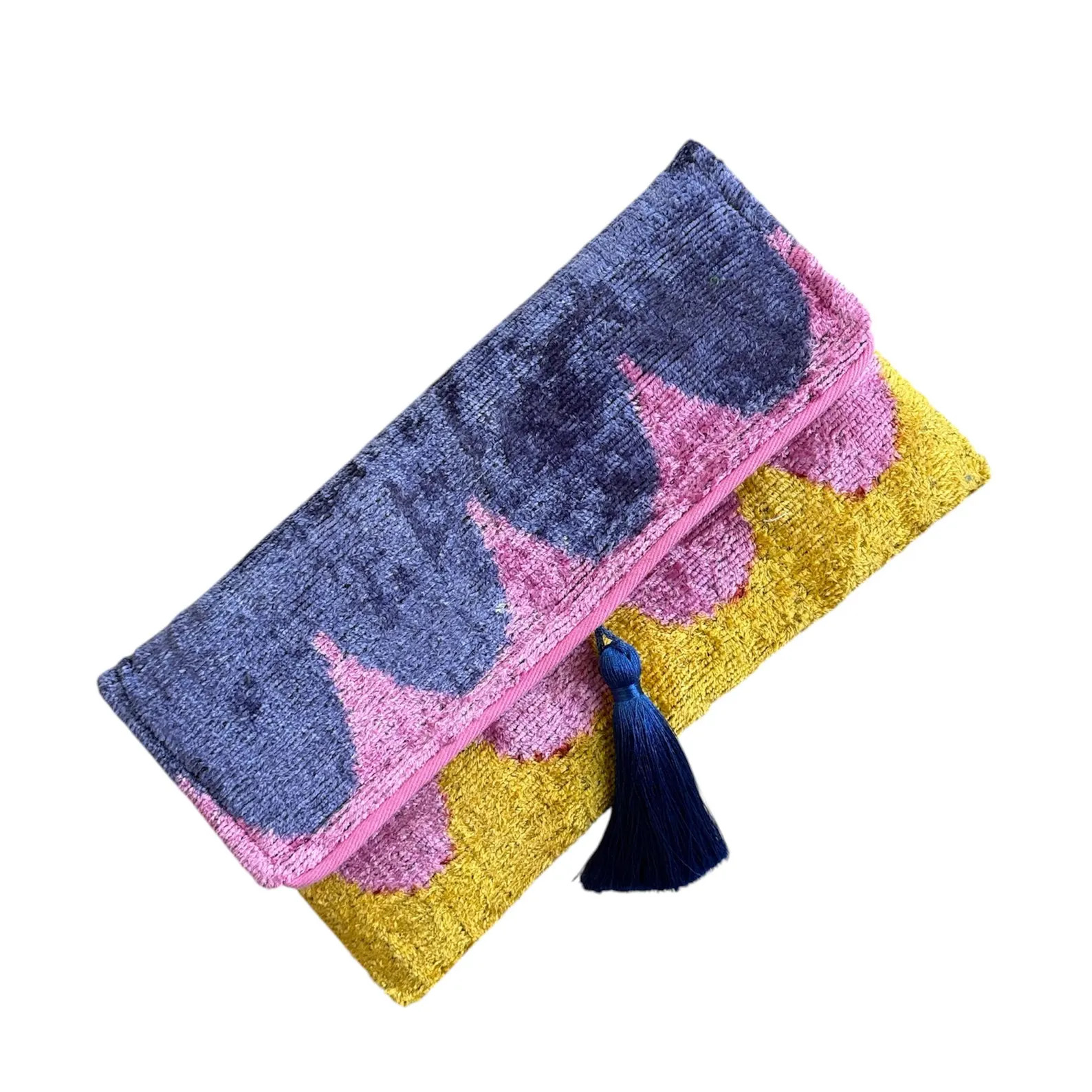 Handwoven Velvet Ikat Clutch Bag: Tassel Evening Purse, Turkish Boho Foldover Bag - Etsy | Etsy (Global)