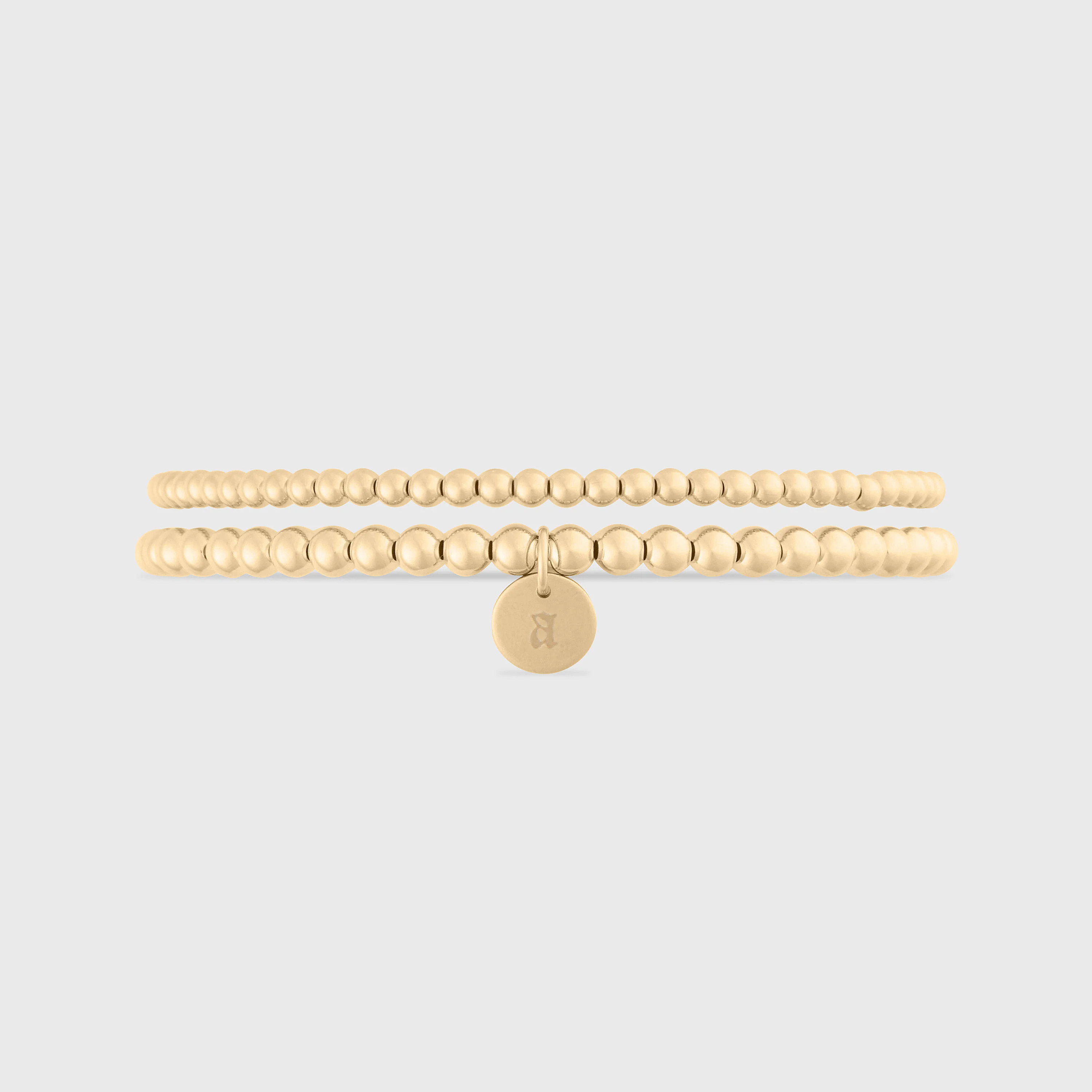 old english initial juno double bracelet stack (3+4mm) | Cuffed by Nano