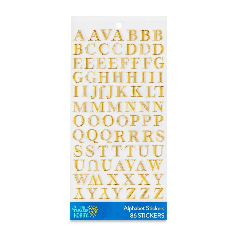 Hello Hobby Small Gold Foil Alphabet Stickers, 86 Count - Walmart.com | Walmart (US)