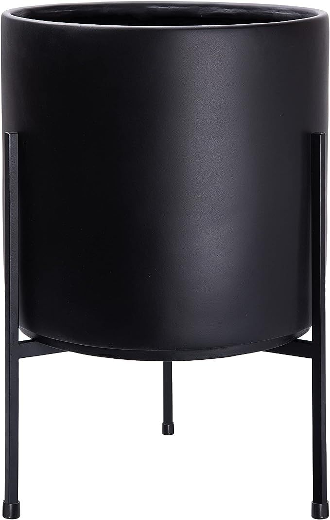 D'vine Dev Modern Black Plants Pot Cylinder Planter with Heavy Duty Stand, Large 12 Inch Pot, 17.... | Amazon (US)