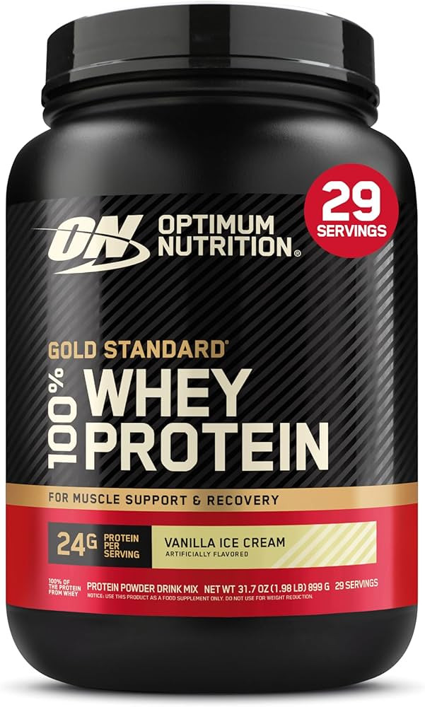 Optimum Nutrition Gold Standard 100% Whey Protein Powder, Vanilla Ice Cream, 2 Pound (Packaging M... | Amazon (US)