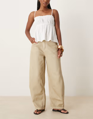 ASOS DESIGN high waist barrel leg jeans in pistachio | ASOS (Global)