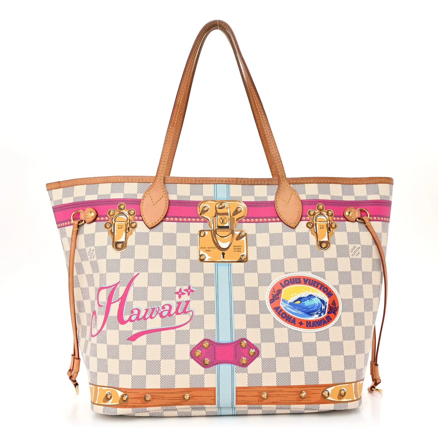 Damier Azur Summer Trunks Hawaii Neo Neverfull MM | FASHIONPHILE (US)