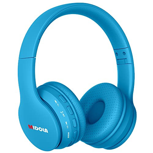 MIDOLA Headphones Bluetooth Wireless Kids Volume Limit 85dB /110dB Over Ear Foldable Noise Protection Headset/Wired Inline AUX Cord Mic for Children Boy Girl Travel School Phone Pad Tablet PC Blue | Amazon (US)