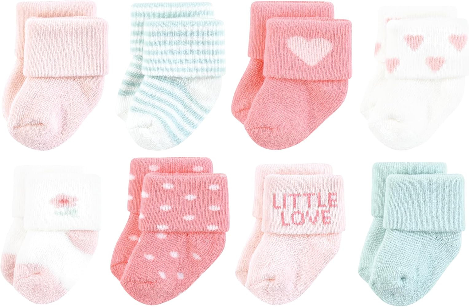 Hudson Baby Infant Girl Cotton Rich Newborn and Terry Socks, Little Love, 6-12 Months | Amazon (US)