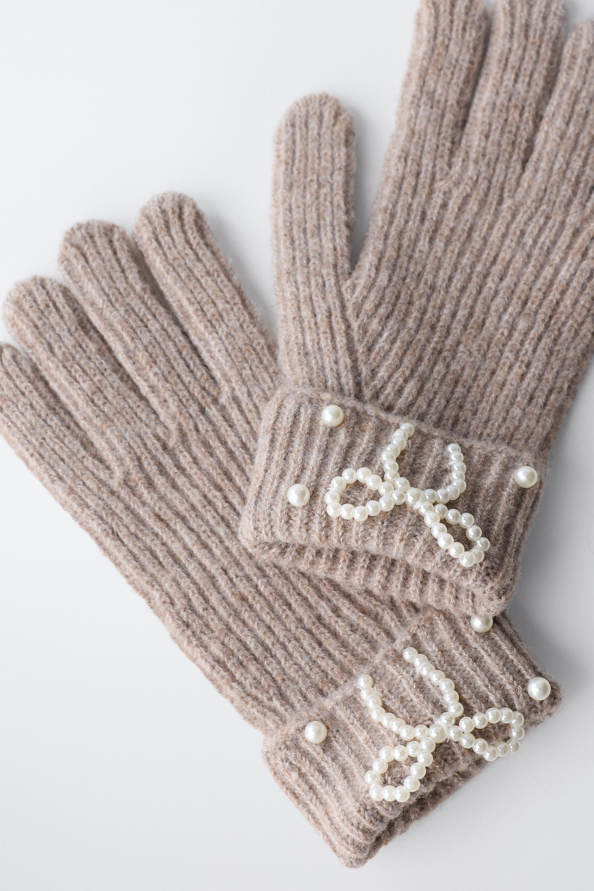 KNIT GLOVES WITH PEARLS | Zara US