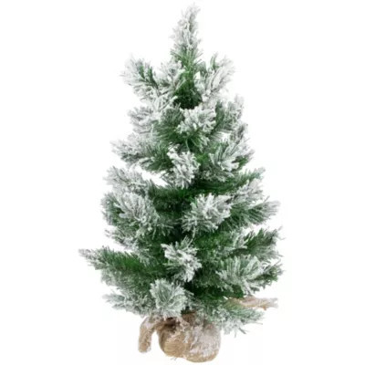 Northlight 22" Flocked Pine Full Artificial Christmas Tree in Burlap Base - Unlit | Belk