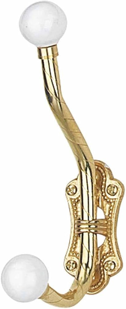 Renovators Supply Manufacturing Wall Hooks 6 1/4 in. Brass Coat Hook with Porcelain Ball Tip and ... | Amazon (US)