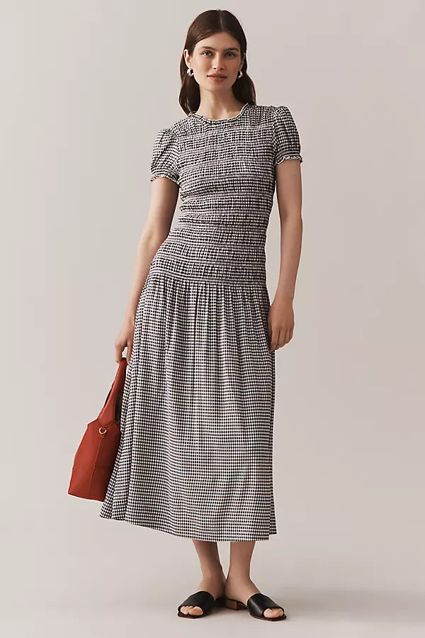 Reformation Kiria Puff-Sleeve Smocked A-Line Maxi Dress | Anthropologie (US)