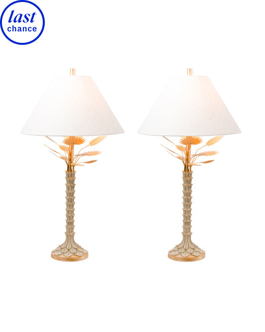 Set Of 2 36in Patina Palm Table Lamps | Home | Marshalls | Marshalls
