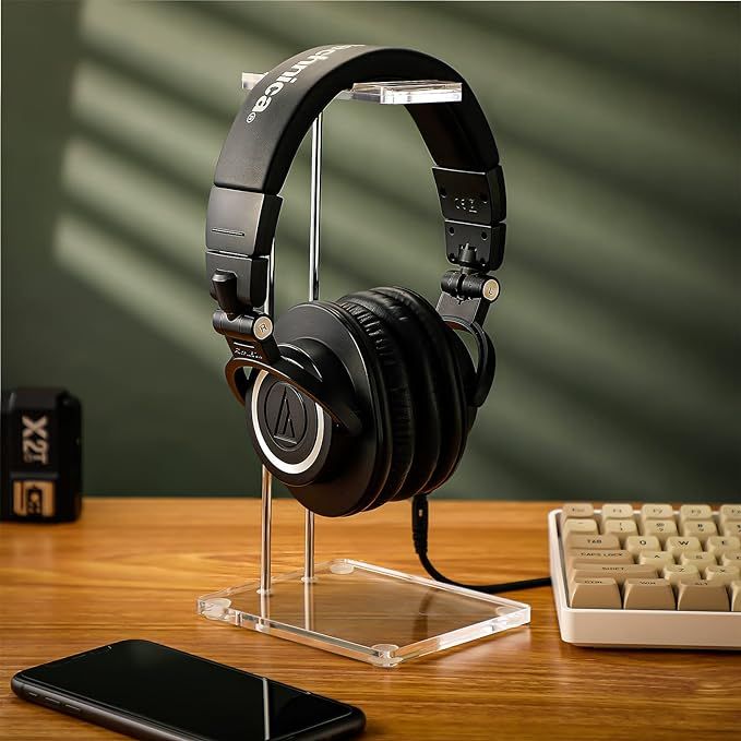 Xuhal Acrylic Headphones Stand with Gold Hardware, Acrylic Headphone Stand Headset Holder, Transp... | Amazon (US)