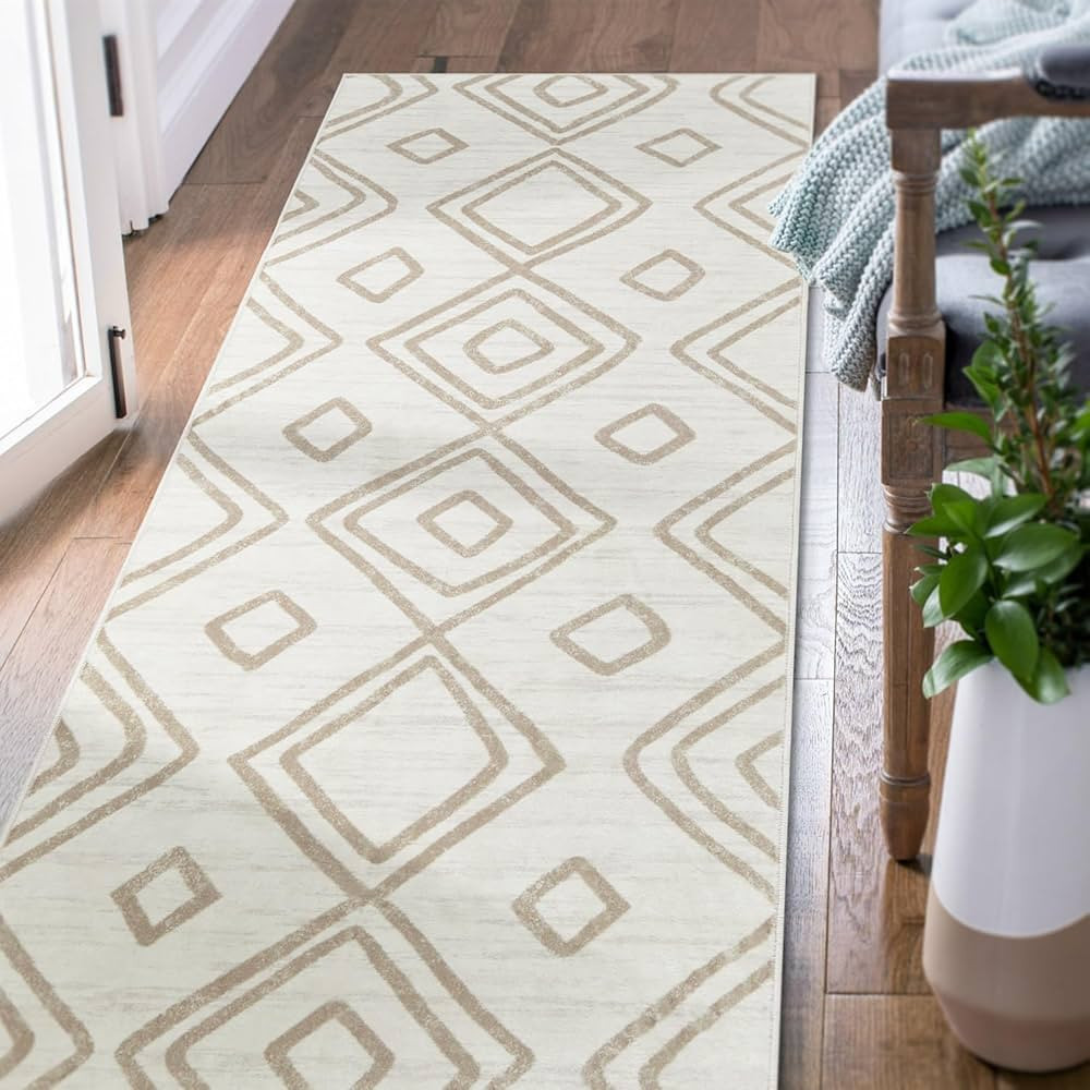 jinchan Runner Rug 2x6 Moroccan Kitchen Rug with Line Boho Runner Rug Washable Rug Modern Geometr... | Amazon (US)