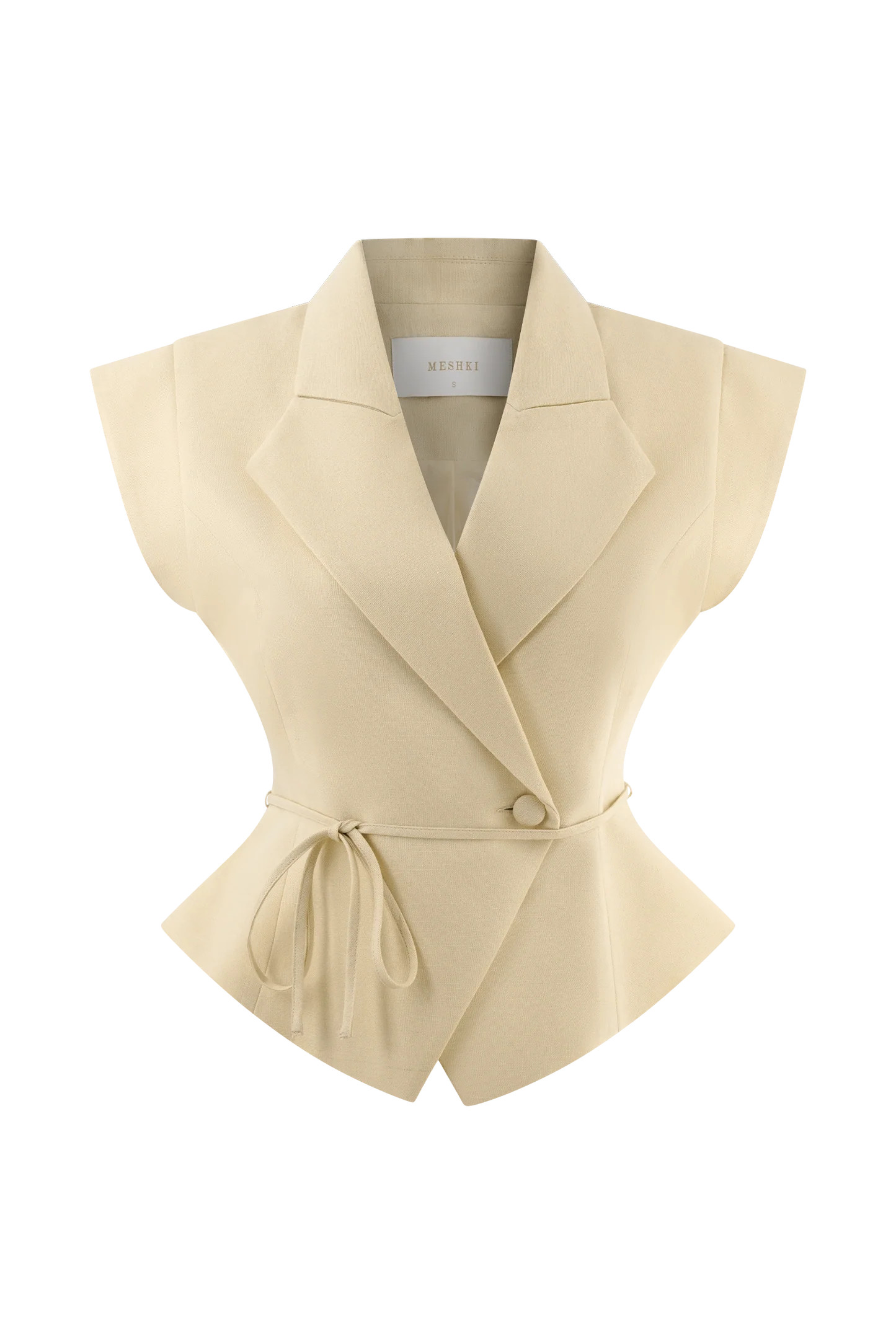 Andina Shortsleeve Linen Top - Natural Beige | MESHKI US