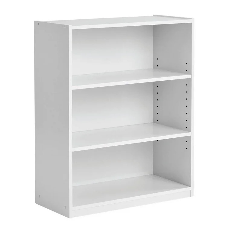 Mainstays 3-Shelf Bookcase with Adjustable Shelves, White - Walmart.com | Walmart (US)