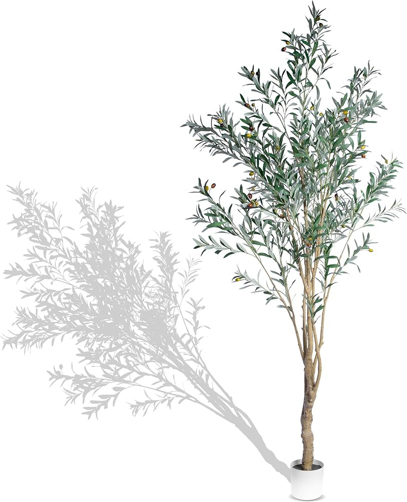 Olive Trees Artificial Indoor, 8ft Tall Faux Olive Tree with Natural Wood Trunk, Realistic Leaves... | Amazon (US)