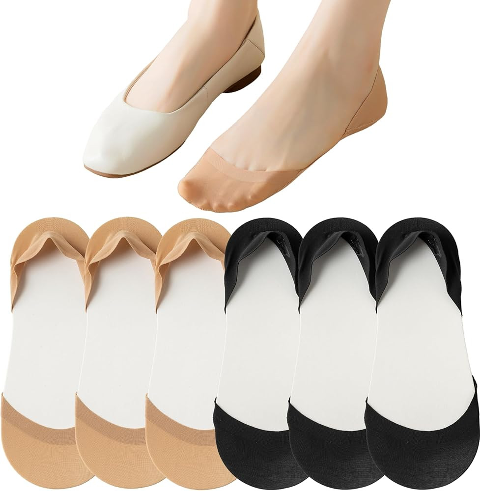 F Flammi No Show Socks Women Non-Slip Invisible Liner Socks Cotton for Flats Heels Pumps Lofers | Amazon (US)