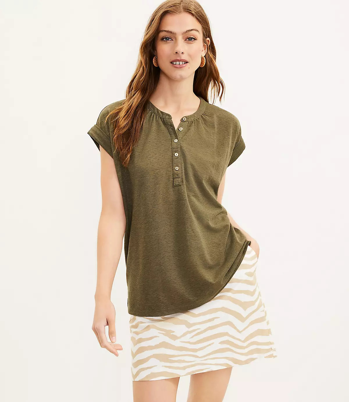 Henley Tunic Tee | LOFT