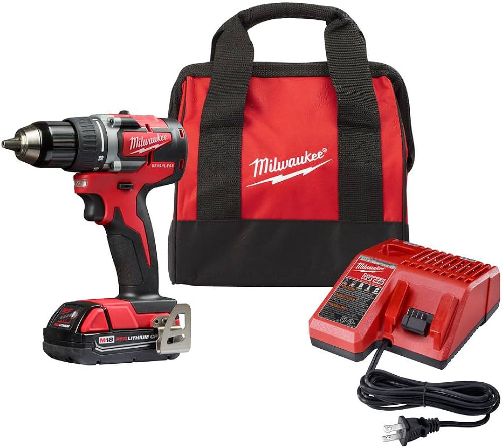Milwaukee 2801-21P M18 18-Volt Lithium-Ion Compact Brushless Cordless 1/2 in. Drill/Driver Kit | Amazon (US)