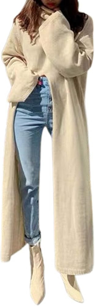 CHARTOU Women's Elegant Turtleneck High Slit Maxi Long Knitted Sweater Dress | Amazon (US)