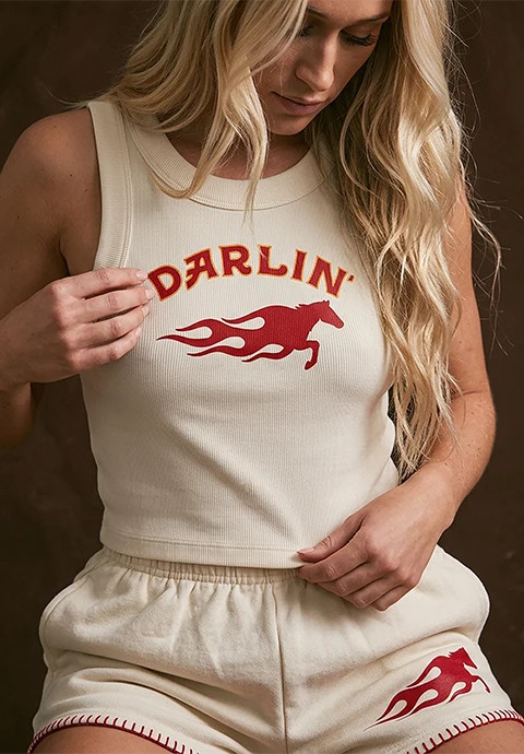 Hot Bronc Crop Tank - Creme | Darlin'