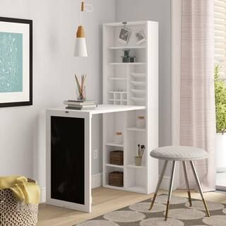 Utopia Alley 30 in. Rectangular White Floating Desk with Built-In Storage-SH3WW - The Home Depot | The Home Depot