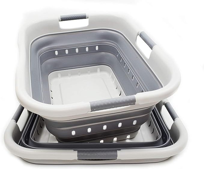 SAMMART 41L (10.8 gallon) Set of 2 Collapsible 3 Handled Plastic Laundry Basket-Foldable Pop Up S... | Amazon (US)