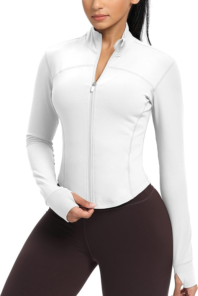 GYM RAINBOW Womens Zip Up Workout Jakcets Lightweight Slim Fit Running Athletic Jackets with Thum... | Amazon (US)