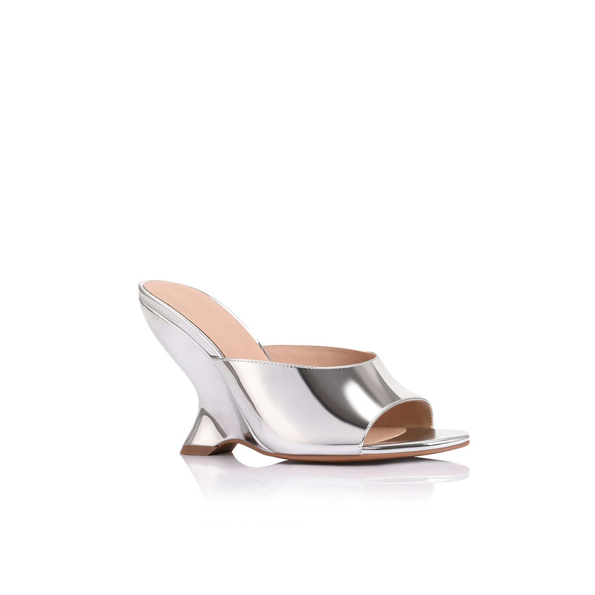 Martha Wedge Heel Sandal Silver Metallic Leather | Lana Wilkinson