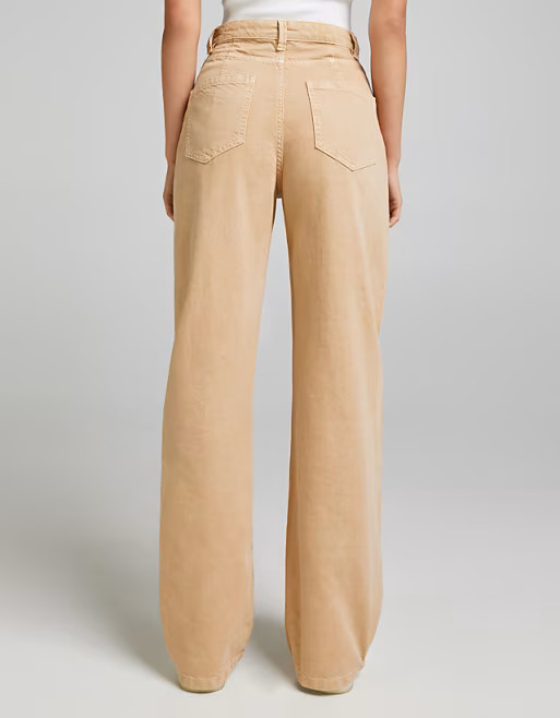 Bershka wide leg dad jeans in camel | ASOS (Global)