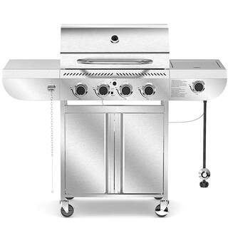4-Burner Portable Stainless Steel Silver Propane Grill With Versatile Cooking System WYHD-G0141B ... | The Home Depot