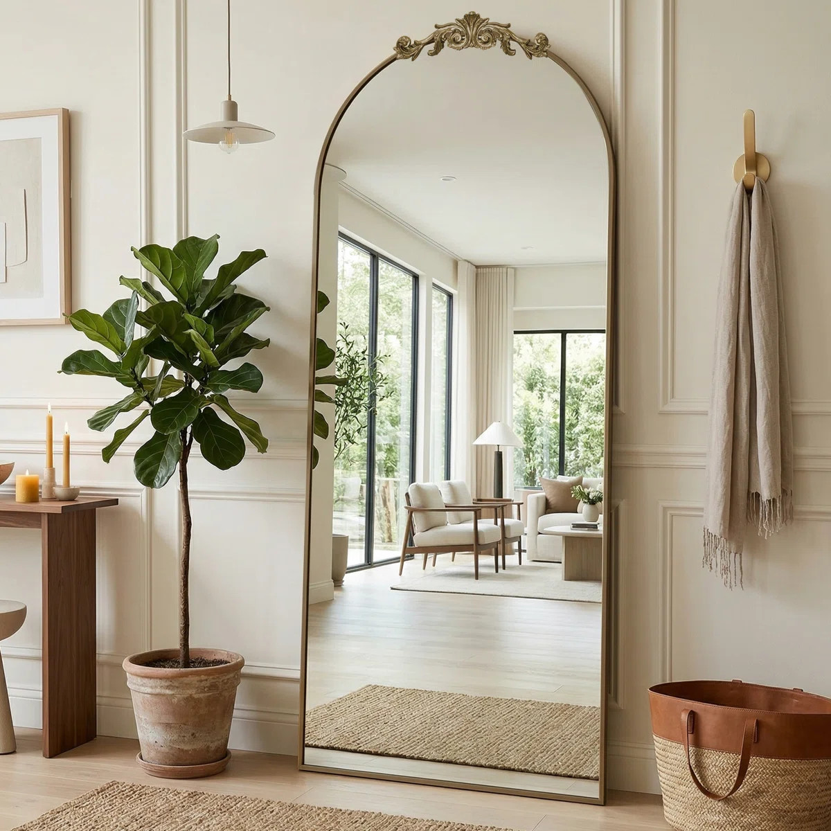 Oversized Vintage Arch Accent Full Length Wall/Floor Mirror | Wayfair North America