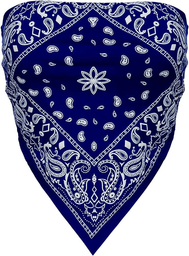 Design by Olivia Women's Sexy Paisley Print/Solid Bandana Tube Crop Top Shirt- Made in USA | Amazon (US)