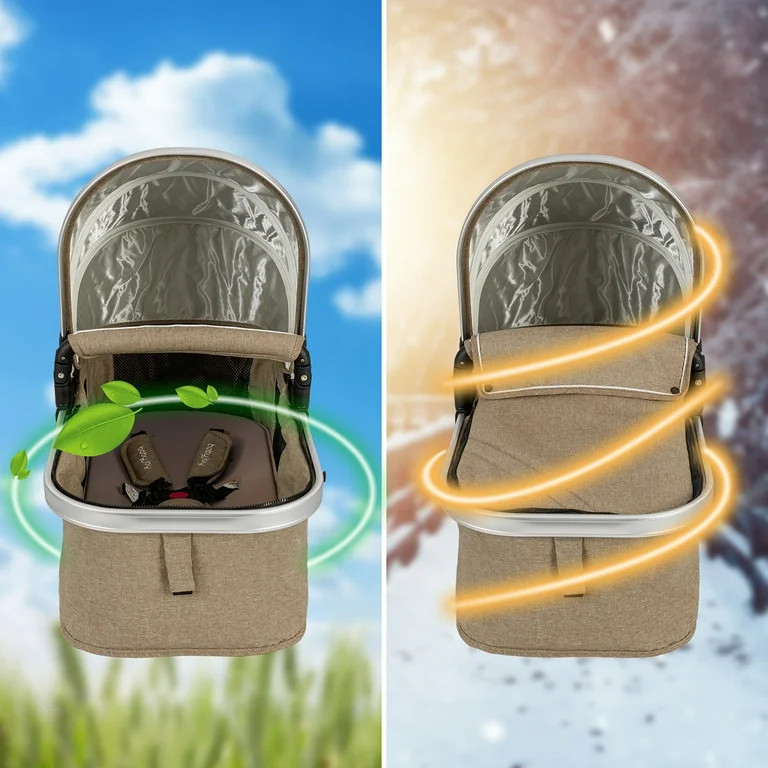 Costway Folding Aluminum Infant Baby Stroller Kids Carriage Pushchair w Diaper Bag Khaki | Walmart (US)