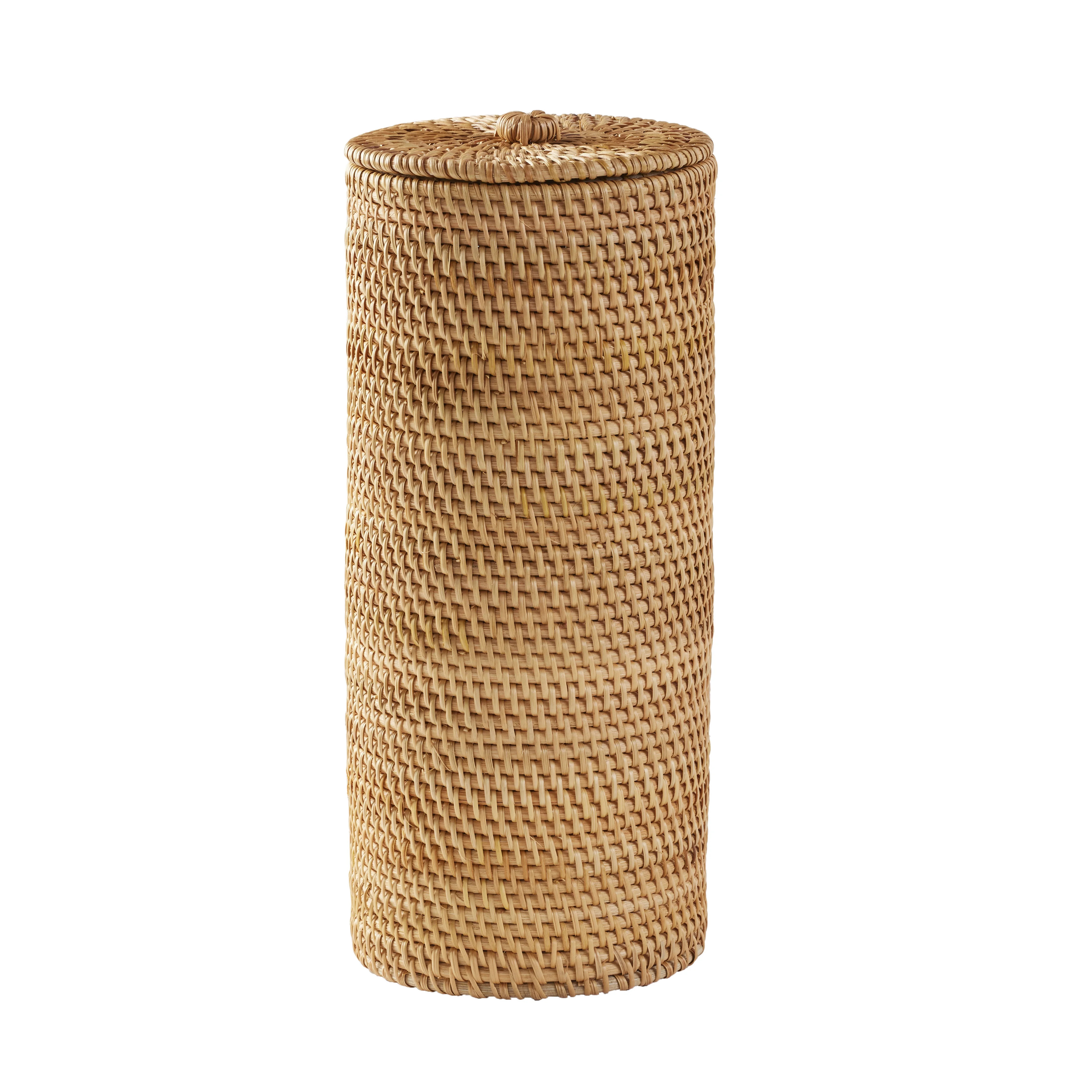 Better Homes & Gardens Floor Standing Rattan Bathroom Toilet Paper Reserve with Lid - Walmart.com | Walmart (US)