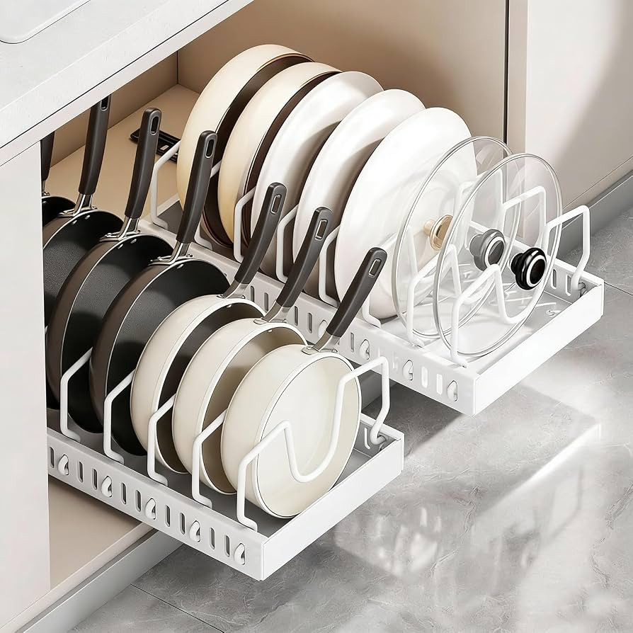 devesanter 2er Set Topf- und Pfannenhalter mit 8 Trennw\u00e4nden,Wei\u00df | Amazon (DE)