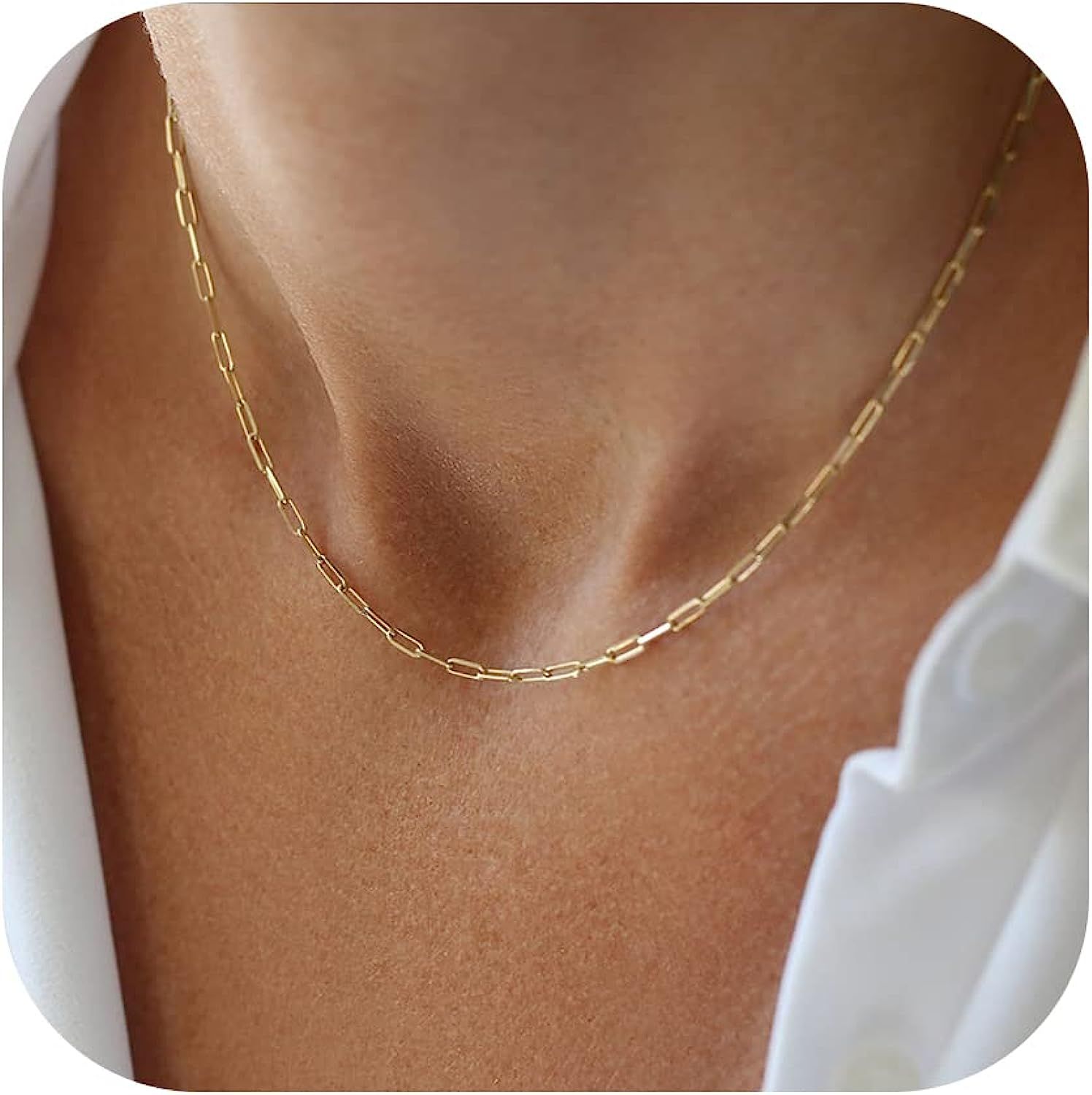 JoycuFF Gold Necklace for Women 18K Gold Plated Paperclip Box Figaro Herringbone Beaded Rope Twis... | Amazon (US)