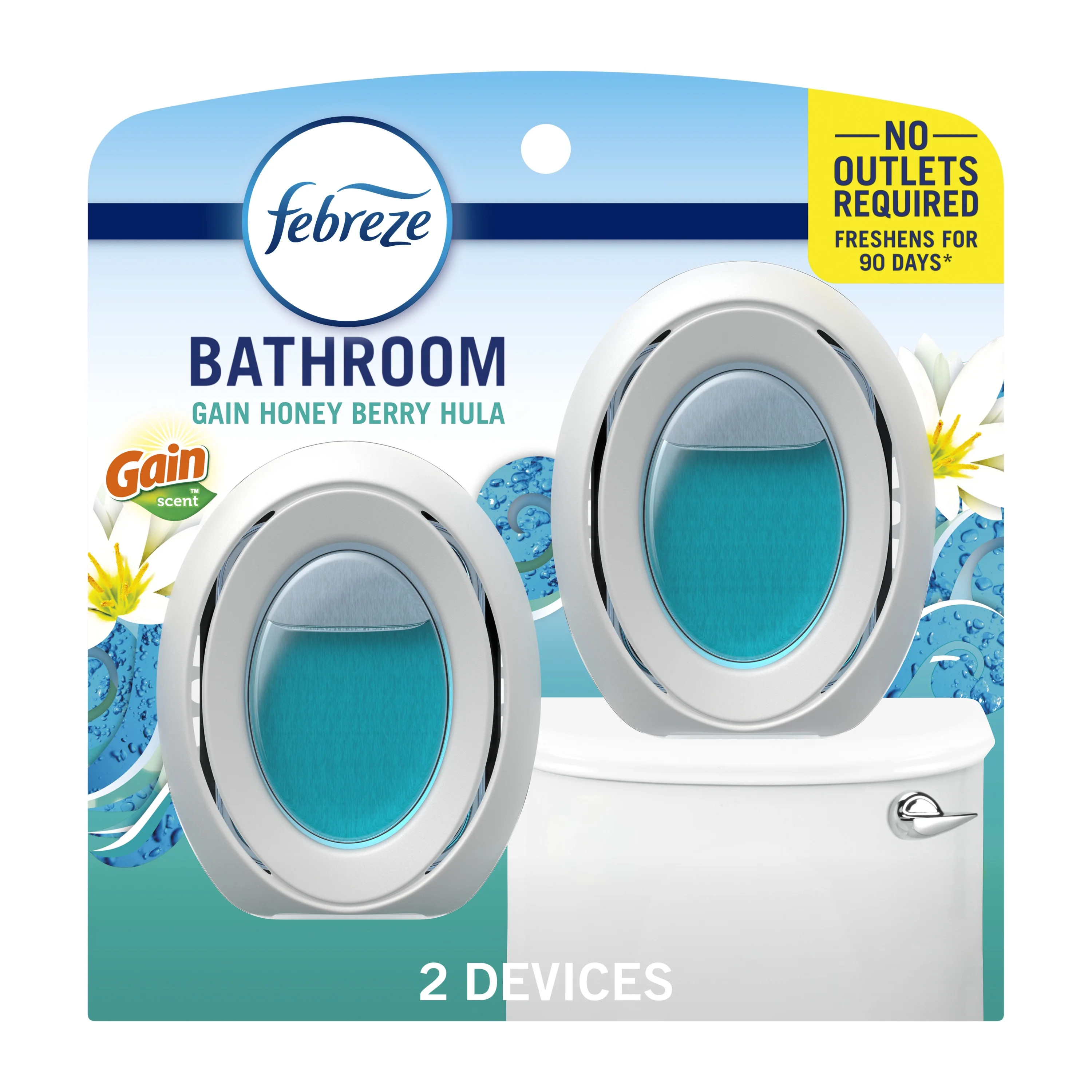 Febreze Bathroom Air Freshener, Small Spaces Odor-Fighting, Gain Honey Berry Hula, 2 Count | Walmart (US)