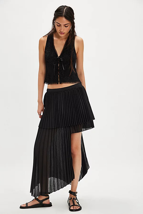 ESTHE Pleated Double Layer Asymmetrical Skirt | Free People (Global - UK&FR Excluded)