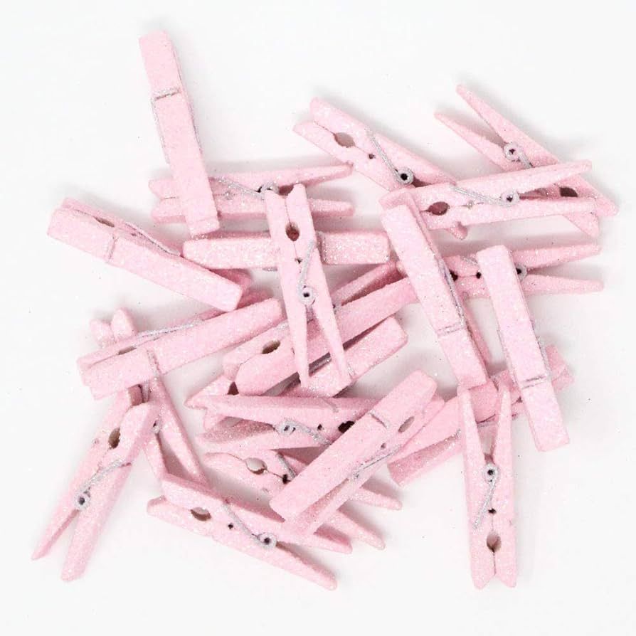 Just Artifacts 2-inch Glitter Craft Wood Clothespins/Peg Pins (48pc, Light Pink Glitter) | Amazon (US)