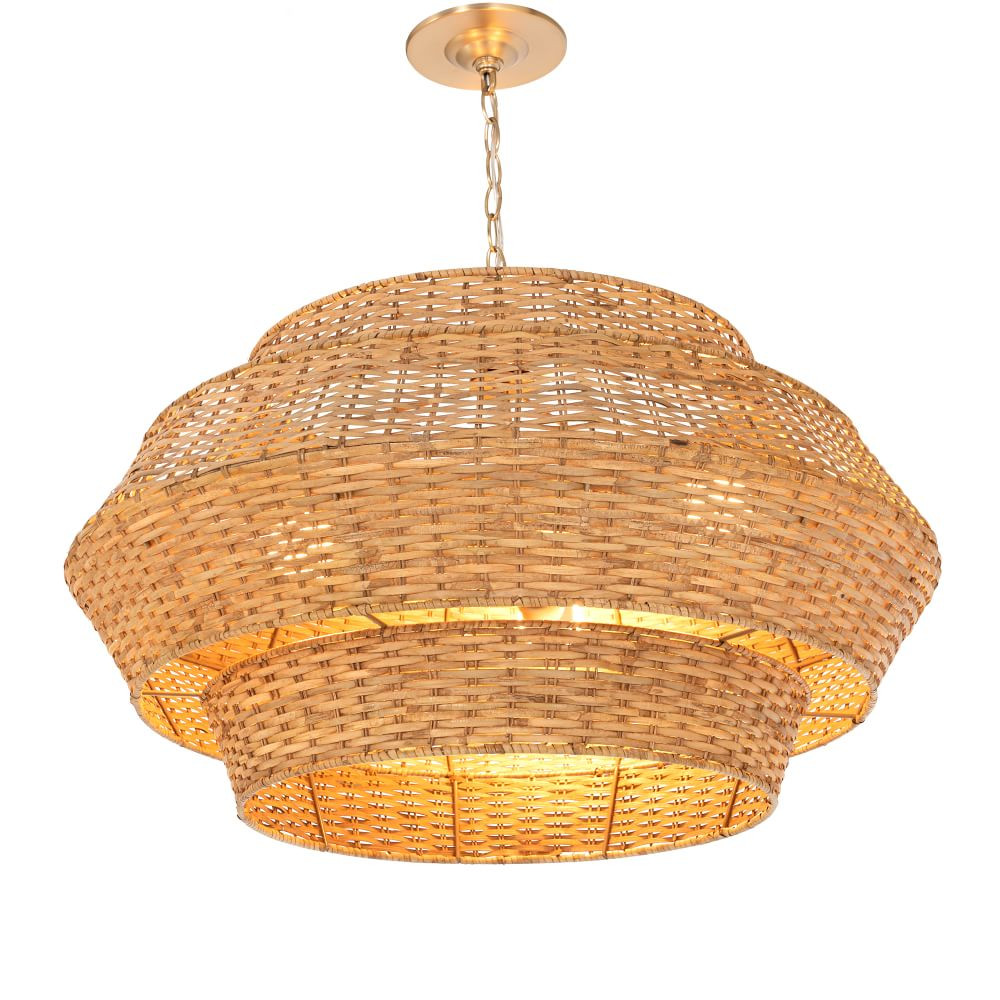 Paloma Rattan Pendant, Satin Brass | West Elm (US)