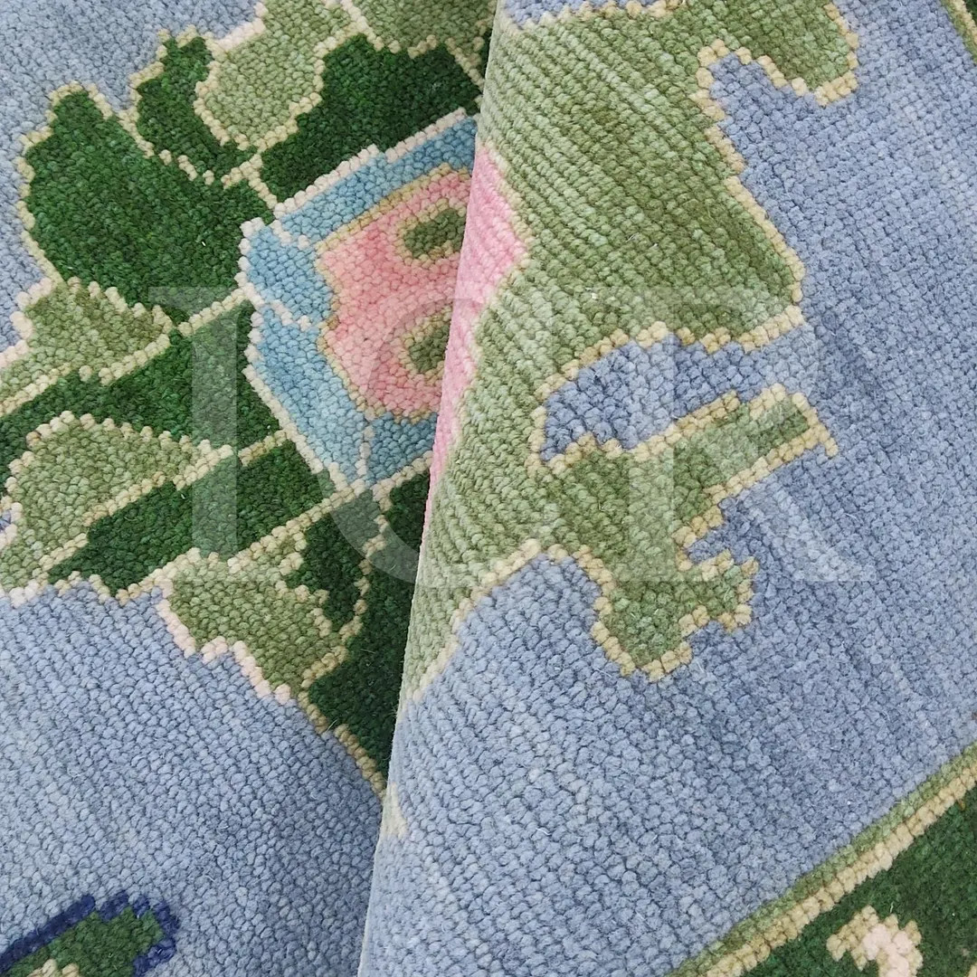 Hand Knotted Modern Oushak Rug, Sky Blue and Pink Floral, Made to Order | Etsy (Global)