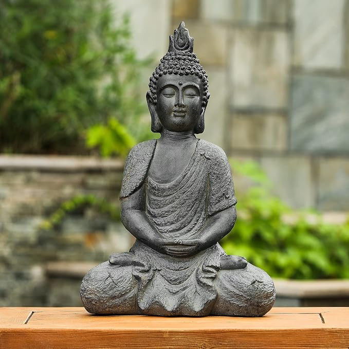 LuxenHome Large Buddha Statue Outdoor and Indoor, 22" Fiber Stone Meditating Buddhas Garden Statu... | Amazon (US)