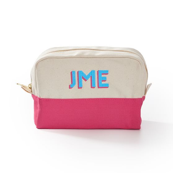 Embroidered Canvas Cosmetic Pouch | Mark and Graham