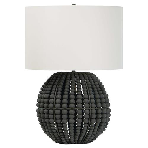 Regina Andrew Tropez White Shade Charcoal Grey Wood Beaded Sphere Table Lamp | Kathy Kuo Home