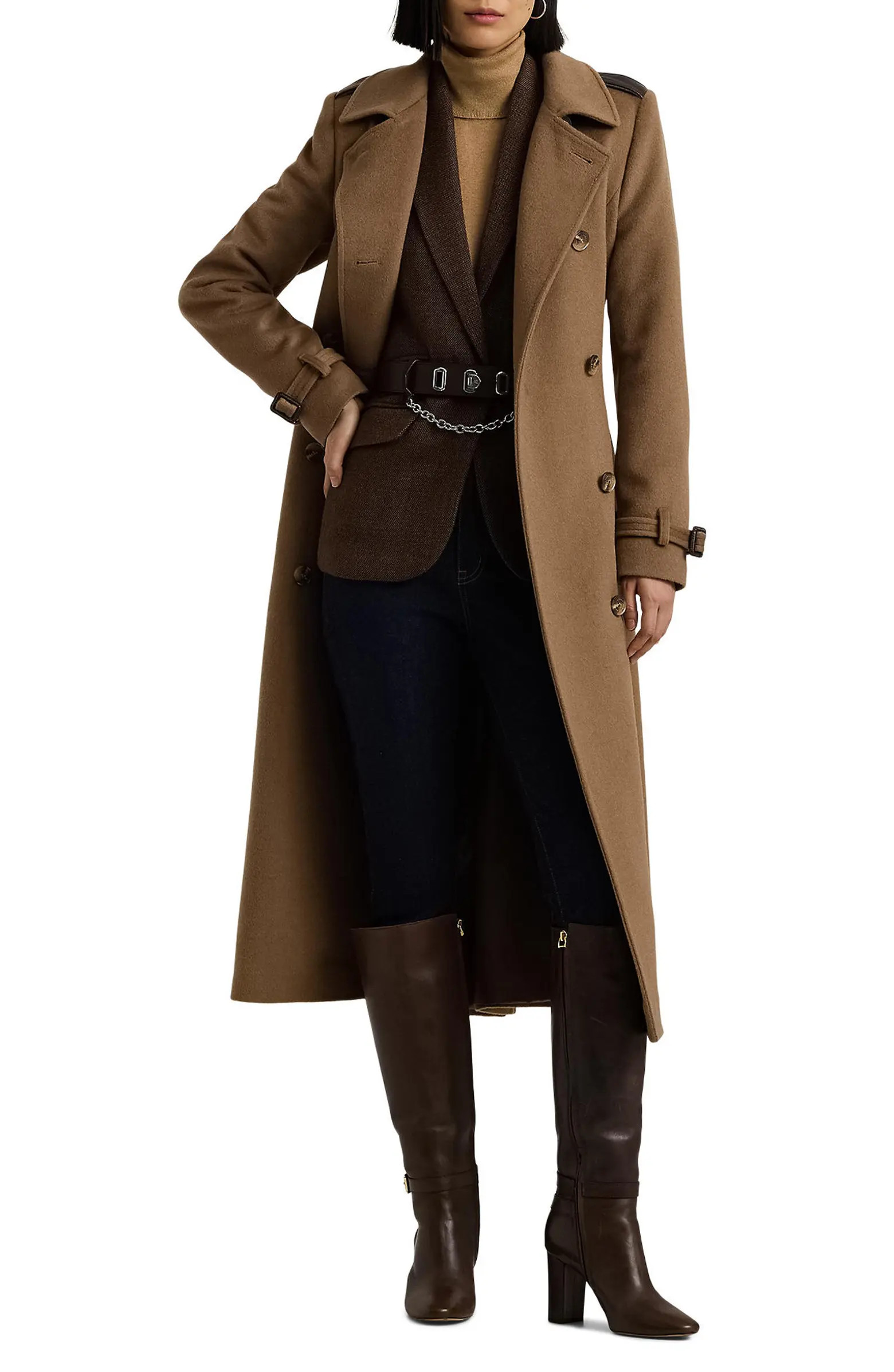 Lauren Ralph Lauren Double Breasted Wool Blend Trench Coat | Nordstrom | Nordstrom