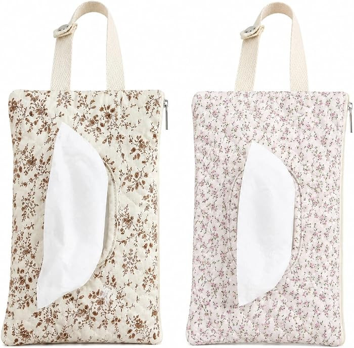 Quilted Baby Wipe Holder Floral Diaper Pouch Portable Quilted Wipes Bag for Car, Stroller (Mixed ... | Amazon (US)