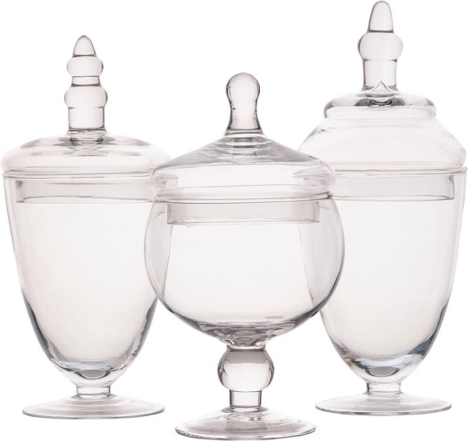 Glass Apothecary Jars, Set Of 3, Clear | Amazon (US)