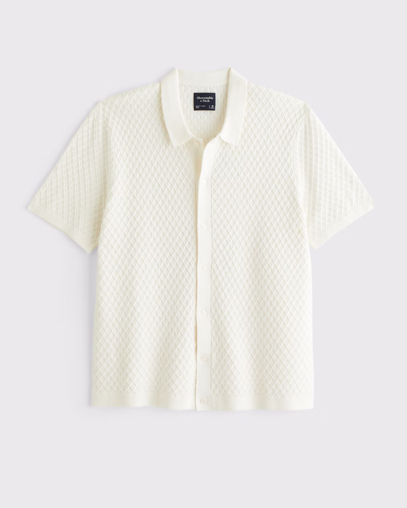 Men's Diamond Stitch Button-Through Sweater Polo | Men's Tops | Abercrombie.com | Abercrombie & Fitch (US)