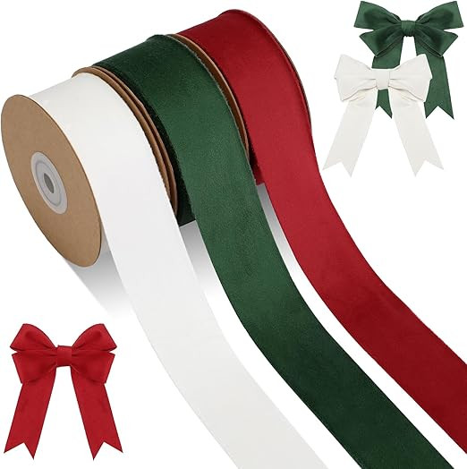 Riceshoot Velvet Ribbons - 30 Yard Christmas Thin Velvet Ribbon for Bows, Ornaments, Wreaths & Gi... | Amazon (US)